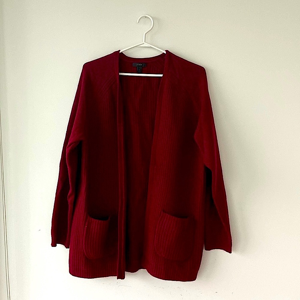 J Crew, relaxed fit, 100% wool pocket cardigan sweater, size L. NWOT.